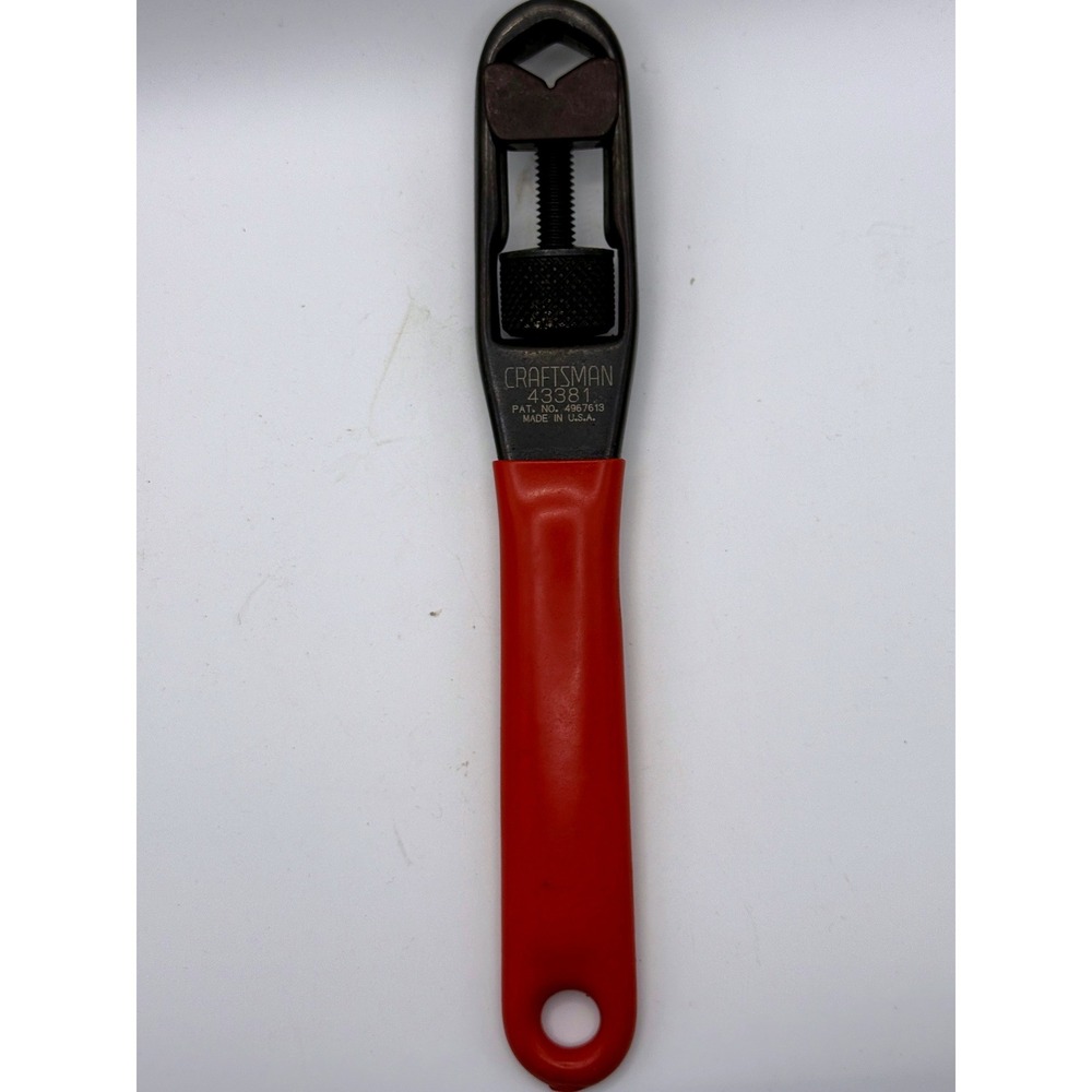 Craftsman 43381 Adjustable Basin Nut Wrench V-Groove USA Made Red Handle Vintage